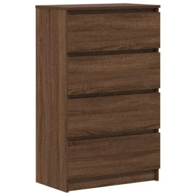 Abbildung von vidaXL Sideboard, Kommode mit viel Stauraum, Schrank 4 Schubladen, Schubladenschrank Anrichte für Wohnzimmer, Modern, Braun Eichen Optik 60x35x98,5cm Holzwerkstoff