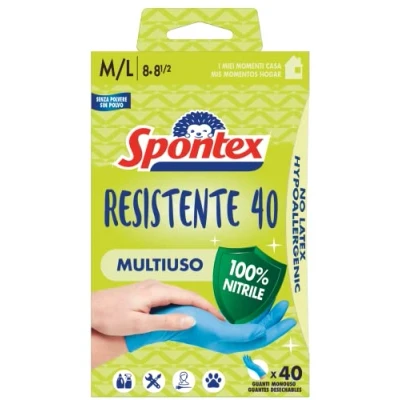 Abbildung von Spontex 40 Stück Einweg Handschuhe, Hypoallergen, Nitrilhandschuhe, Größe M/L