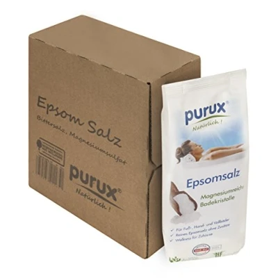 Abbildung von purux Epsom Salz Badesalz, Bittersalz, Magnesiumsulfat, 850g nachhaltig verpackt
