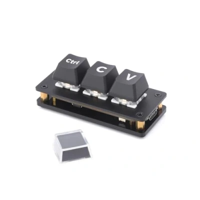 Abbildung von RP2040 3 Tasten Entwicklungsboard Ctrl C/V Shortcut Keyboard für Programmierer, Mikrocontroller Chip, Programmierbare Tastenfunktion, Dual Type C Ports, Plug and Play, Treiberfrei