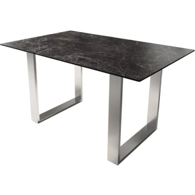 Abbildung von Esstisch Edge 140x90 Keramik Laminam®Nero Greco Anthrazit Edelstahl Schmal
