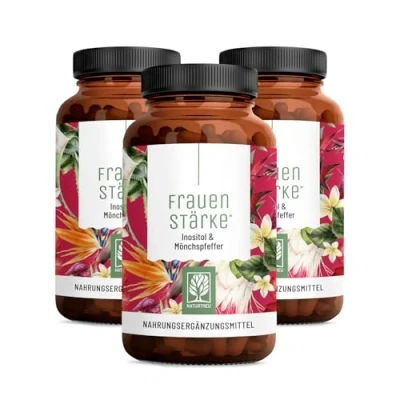 Abbildung von NATURTREU® Frauenstärke Myo Inositol &amp; Mönchspfeffer hochdosiert Vorteilsbundle 3er Paket 90 Frauen Vitamine Kapseln mit L Carnitin, Folsäure, B12 Eisen Vitex Agnus Castus,