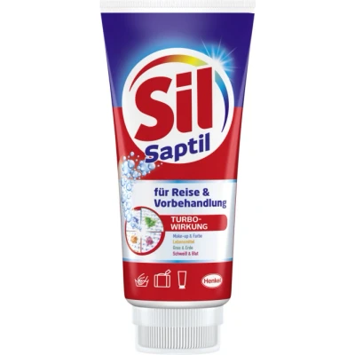 Abbildung von Sil Saptil für Reise &amp; Vorbehandlung mit Bürste 200 ml Universal Fleckentferner (1 St. Turbowirkung bei hartnäckigen Verschmutzungen geeignet alle Textilarten)