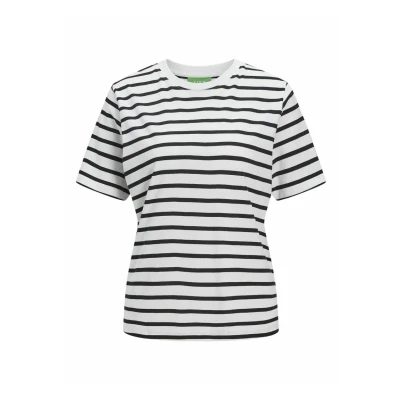 Abbildung von JJXX Damen JXANNA SS Regular Every Stripe Tee JRS T Shirt, Bright White/Stripes:Black, Small
