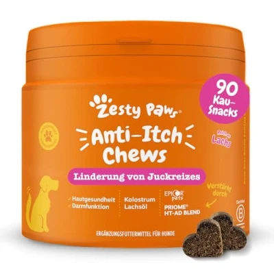 Abbildung von Zesty Paws Juckreizlinderung Für Hunde Empfindliche Haut Hypoallergene Allergielinderung Anti Juckreiz &amp; Hunde, die kratzen, jucken lecken Omega 3 Fettsäuren 90 Stk