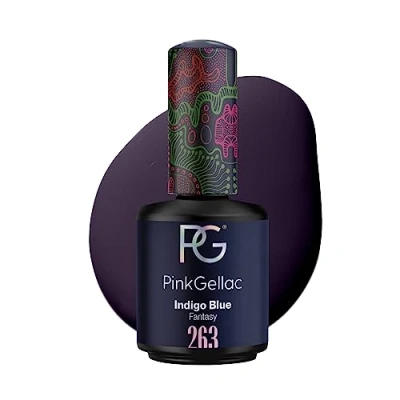 Abbildung von Pink Gellac UV Gel Nagellack 263 Indigo Blue 15 ml Lack Blau Lang Anhaltender Gellack Einfache Entfernung Shellac Nail Polish Made in Holland