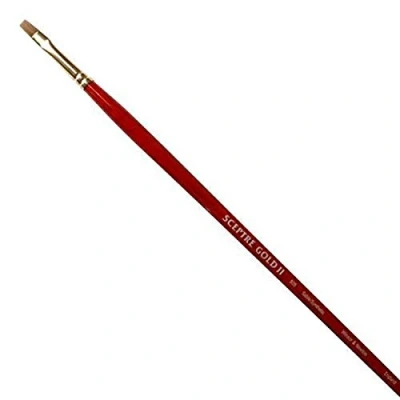 Abbildung von Winsor &amp; Newton 5185716 Sceptre Gold II Künstler Aquarellpinsel mit hoher Farbtragekapazitat exzellenter Sprungkraft, Serie 505 Flachpinsel, langer Stiel, Nr.16 14mm