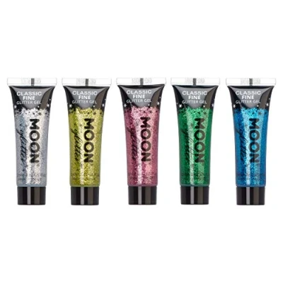 Abbildung von Moon Glitter Gel mit klassischem feinem 12ml Set 5 Farben Glitzer Gesichtsfarbe