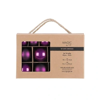 Abbildung von MAGIC by Inge Weihnachtsbaumkugel, Weihnachtskugeln Glas 4 6cm Mix 34er Set Purple Symphony