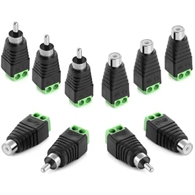 Abbildung von Poppstar RCA Cinch Stecker Adapter Set (5x / 5x Buchse) Audio zu RCA, DC Anschluss für , Videokabel, CCTV Kam