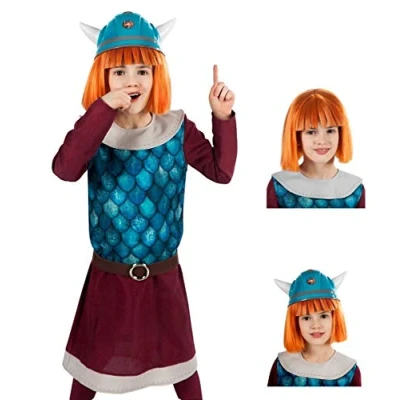 Abbildung von Maskworld Kostüm Wickie für Kinder mit Perücke &amp; Helm, Komplettkostüm und Helm des schlauen Wikingerjungen