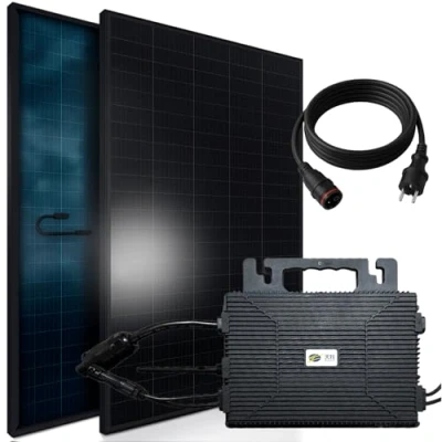 Abbildung von SUNNIVA® 900W Balkonkraftwerk 800W komplett Steckdose TSUN Wechselrichter PV Solaranlage Komplettset 2x 450W Black Frame Solarmodule inkl. 5m Kabel Bluetooth WIFI