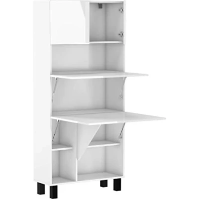 Abbildung von BIM Furniture Klappbare Schreibtischregale HOMI Regale Haushaltsbüro Wandtisch Computertisch Laptop Tisch Klapptisch (weiß matt/weiß glanz)
