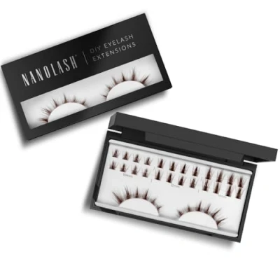 Abbildung von Cluster Wimpern zur DIY Wimpernverlängerung zu Hause Nanolash 36 Stück Extension selber machen,Wimpernverlängerung DIY, Falsche (Braun, FLIRTY)