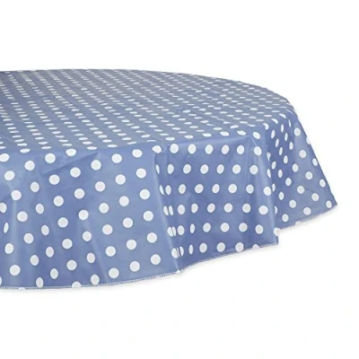 Abbildung von DII Vinyl Tischdecke mit Flanell Rückseite, rund, 178 cm, Stonewash Blau