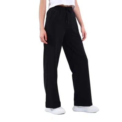 Abbildung von COMEOR Jogginghose Damen Sporthose Lang Baumwolle Traininghose Lockere Sweatpants mit elastischem Bund und geradem Bein (Schwarz XS)