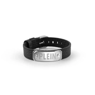 Abbildung von Philipp Plein Herren Armband Leder Edelstahl Silber Double Tag PJ0AA11BU