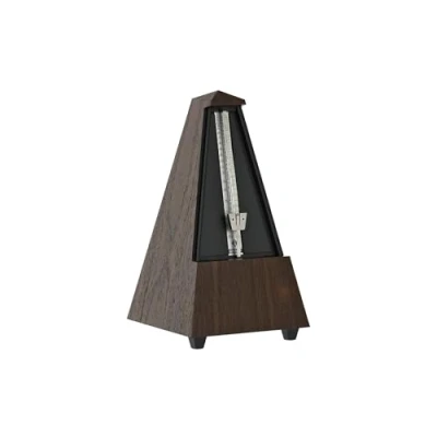 Abbildung von Wittner Metronom 855131 Kunststoffgehäuse mit Glocke Taktell Pyramidenform Nußbaum Maserung