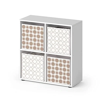 Abbildung von Vicco Raumteiler Tetra, Weiß, 72 x 72.6 cm mit 4 Faltboxen Opt.2