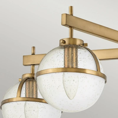 Abbildung von Hinkley HK HOLLIS 5 C HB Badezimmerleuchte Deckenleuchte E14 5x40W IP44 Stahl Messing, Blasenglas klar H:30.5cm B:81.3cm dimmbar, mit Diffusor