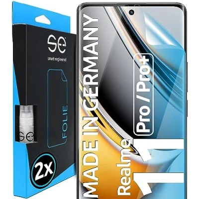 Abbildung von S.E für Realme 11 Pro / Plus Schutzfolie 2x Folien im SET aus Deutschland, Folie TPU Technologie, kinderleichte Anwendung, als Alternative Schutzglas