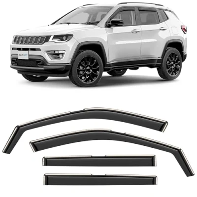 Abbildung von CLIM ART Windabweiser für/kompatible mit Jeep Compass 2016 2024, Autofenster Regenschutz, Regenabweiser, Integrierte Deflektoren,4 Stück,Dunkel