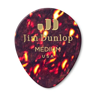 Abbildung von JIM DUNLOP Plektrum Genuine Celluloid Teardrop, 72 Stück, Braun, Medium