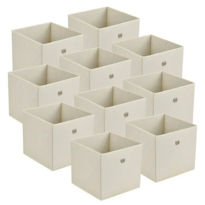 Abbildung von en.casa Faltbox (10 St), Virrat 10er Set Aufbewahrungsbox 30x30x28cm Beige