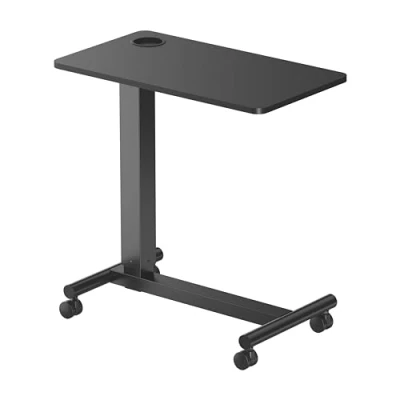 Abbildung von PureMounts® Mobiler Beistell Tisch höhenverstellbar, Höhenverstellbarkeit 71,2cm bis 106,2cm, zu 7kg Tragkraft, feststellbare Rollen, integrierter Getränkehalter, schwarz