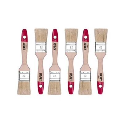 Abbildung von HARDY WORKING TOOLS Flachpinsel Set 6 teilig, Stück 35 mm Breite, Malerpinsel mit Holzgriff, Lackpinsel Serie *36*, 6PCS, Pinselset A0200 360615
