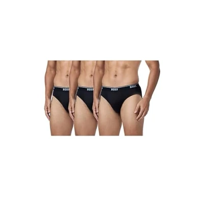 Abbildung von BOSS Herren Reiner Baumwolle, 3er Pack Slip, Schwarz, Medium