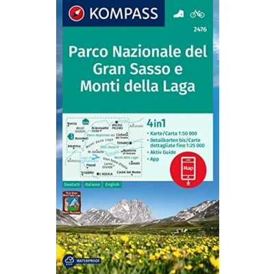 Abbildung von KOMPASS Wanderkarte 2476 Parco Nazionale del Gran Sasso e Monti della Laga 1:50.000: 4in1 mit Aktiv Guide und Detailkarten inklusive Karte ... Verwendung in der App. Fahrradfahren.