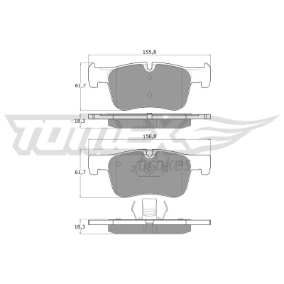 Abbildung von TOMEX brakes TX 18 45 Bremsbelagsatz Vorderachse für Verschleißwarnanzeiger vorbereitet BMW: 3 Touring, 1 Schrägheck, Limousine