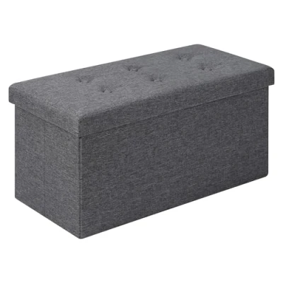 Abbildung von WOLTU Sitzhocker mit Stauraum Sitzbank Faltbar Truhen Aufbewahrungsbox, Deckel Abnehmbar, Gepolsterte Sitzfläche aus Leinen, 76x37,5x38 cm, Grau, SH32dgr