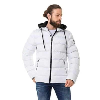 Abbildung von Cipo &amp; Baxx Herren Steppjacke Winterjacke Kapuze Bomberjacke CM202 Weiß S