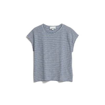 Abbildung von Armedangels Ofeliaa Lovely Stripes Tshirt print Faded indigooatmilk, Damen, Größe: Small, indigo oatmilk