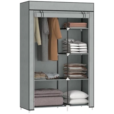 Abbildung von HOMCOM Stoffschrank Klappbarer Kleiderschrank Faltbare Garderobe in Vlies Optik (Kleiderständer, 1 St., Faltschrank) für Schlafzimmer, Flur, Grau, 103 x 43 162,5 cm