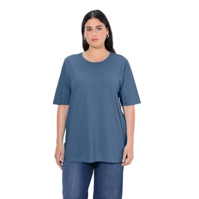 Abbildung von Ulla Popken Damen Basic, Rundhals Shirt Tight, Denimblau, 66 68