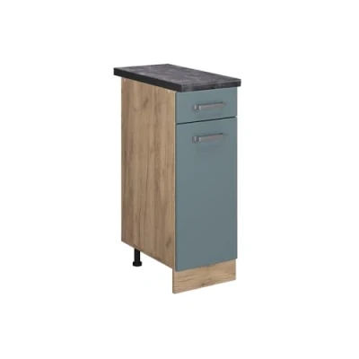 Abbildung von Vicco Küchenunterschrank R Line, Blau Grau/Goldkraft Eiche, 30 cm, AP Anthrazit