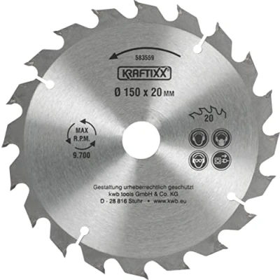 Abbildung von kwb Kreissägeblatt 150 x 20 mm, schneller Schnitt, mittlere Güte, Sägeblatt geeignet für Weich und Hartholz, Tischlerplatten Spanplatten