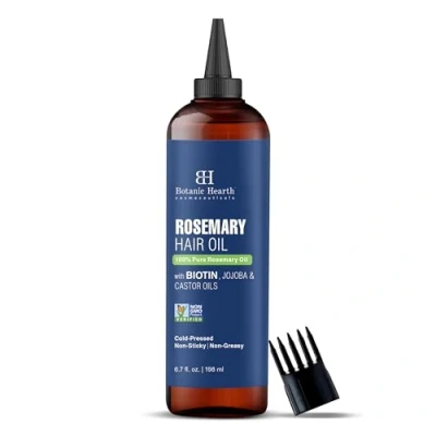 Abbildung von Botanic Hearth 100% Pure Rosemary Oil For Hair Growth Infused With Biotin Strenghtening Treatment Nourishing &amp; Volumizing Jojoba Castor Non GMO Verified 6.7 fl oz