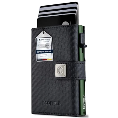 Abbildung von SF SCOFIELD Trinity Premium Slim Wallet mit Münzfach I Wallets for Men Kartenetui 10 12 Karten Kreditkartenetui RFID Schutz Portemonnaie Smart Geldbörse