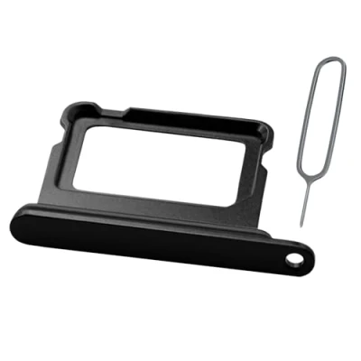 Abbildung von MMOBIEL Dual SIM Kartenhalter Kompatibel mit iPhone 16/16 Plus Tray Kartensteckplatz Ersatz inkl. Nadel und Wasserdichtem Gummiring Schwarz