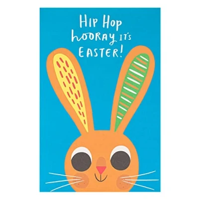 Abbildung von UK Greetings Osterkarte für Kinder mit Umschlag helles Hasen Design