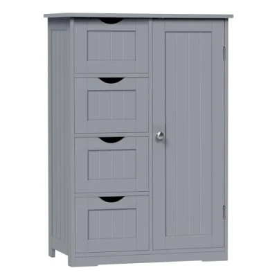 Abbildung von EUGAD Badezimmerschrank Badschrank, Beistellschrank Kommode, mit 4 Schubladen 1 verstellbarem Einlegeboden, Schrank für Badezimmer Wohnzimmer Küche, Grau, 56x82x30 cm