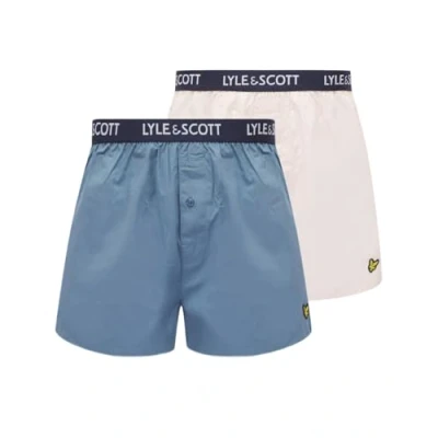 Abbildung von Lyle &amp; Scott Dylan Boxershorts aus Baumwolle 2er Set Unterhosen Herren Lockerer Sitz Elastischer Bund mit Schriftzug Adler Logo