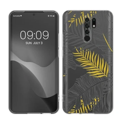 Abbildung von kwmobile Case kompatibel mit Xiaomi Redmi 9 Hülle Silikon Transparent Dschungel Gelb Grau