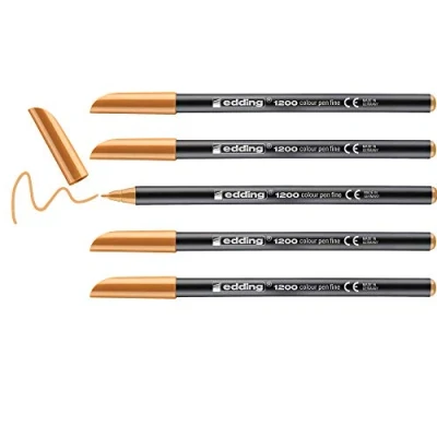 Abbildung von edding 1200 Fasermaler fein hell orange 5 Stifte Rundspitze 1 mm Filzstift zum Zeichnen und Schreiben für Schule, Mandala