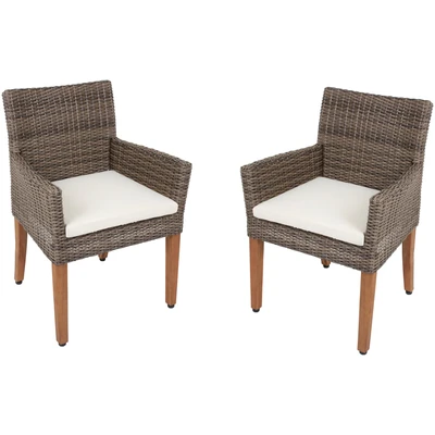 Abbildung von Garden Pleasure Gartenstuhl &quot;PALA&quot;, (Set), 2 St., 2er Set, Akazie/Polyrattan, braun, inkl. Sitzkissen