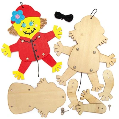 Abbildung von Baker Ross AX276 Vogelscheuche Puppen aus Holz Bastelset für Kinder 4 Stück, Kreative Künstler und Bastelbedarf zum Basteln Dekorieren zur Winterzeit